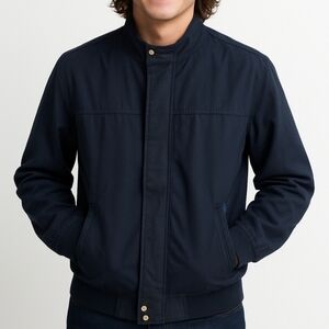 Vintage Haband Bomber Jacket Size Large Mens Navy Full Zip 3 Pockets Y2K